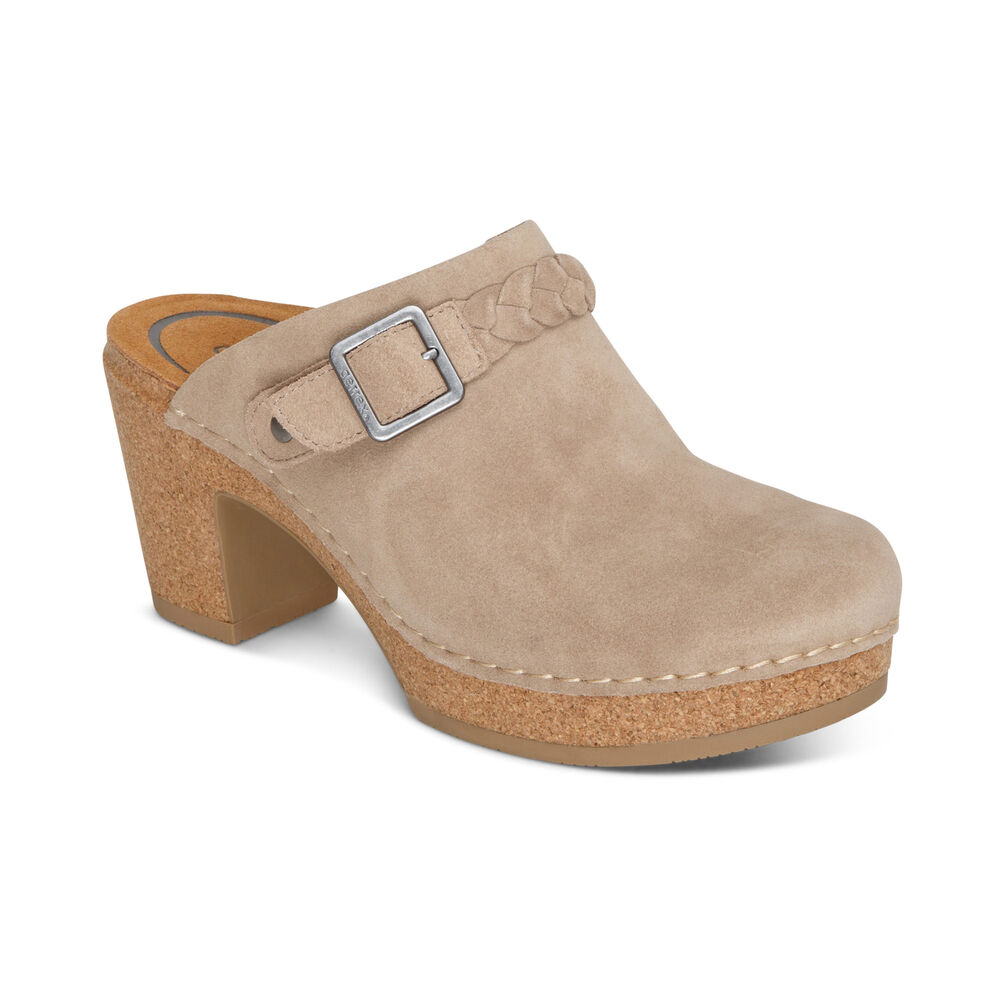 Aetrex Women's Corey Clogs - Taupe | USA WHTZ3YF